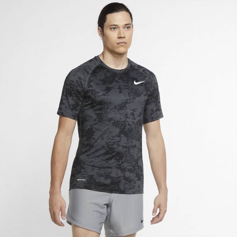 Man camo T-Shirt Nike TOP SS SLIM AOP grey
