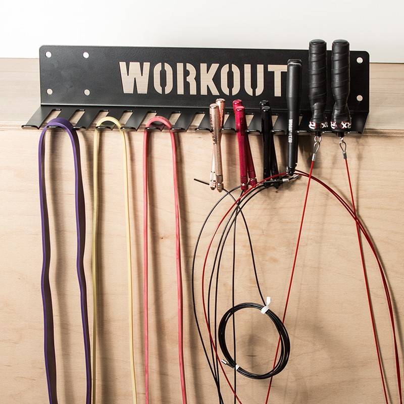 WORKOUT věšák pro švihadla/gumy na stěnu - černý