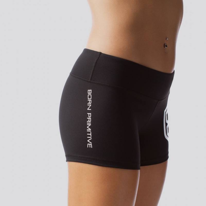 Woman Shorts Renewed Vigor Booty Shorts (Black / White Logo)