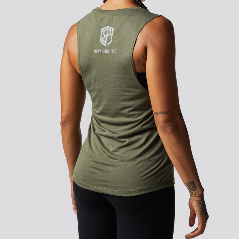 Damentop Honor the Fallen Flowy Muscle Tank (Militär Edition)