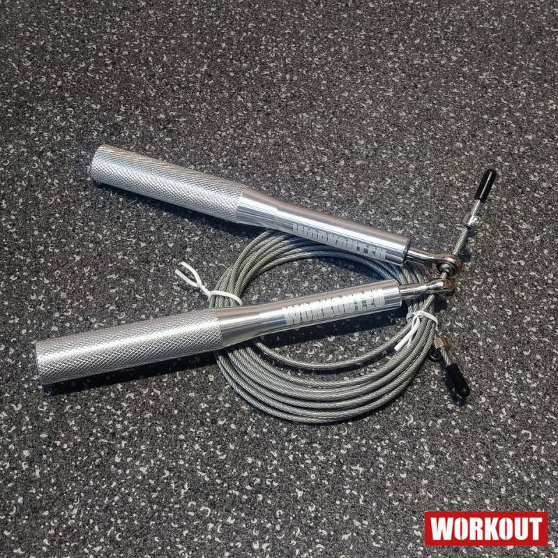 Švihadlo WORKOUT s hliníkovou rukojetí - stříbrné