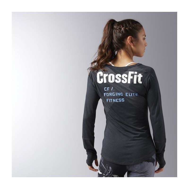 Woman T-Shirt CrossFit LS BURNOUT GRAPHIC T BK11