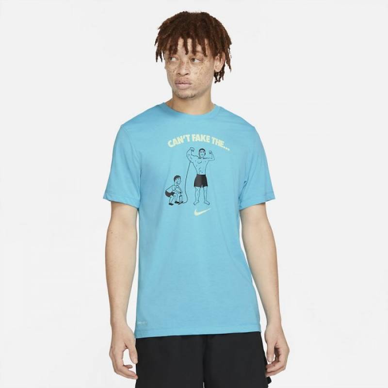 Pánské tričko Nike Dri Fit - Cant Fake The Pump (Blue) 
