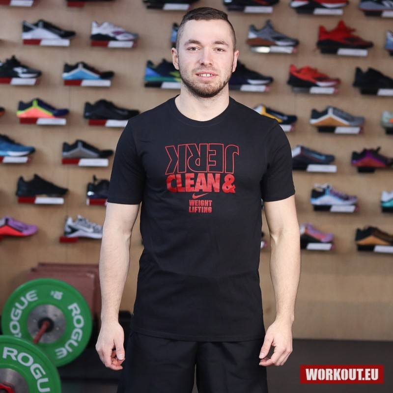 Herren T-Shirt Nike Tee Cleand and Jerk - schwarz/rot