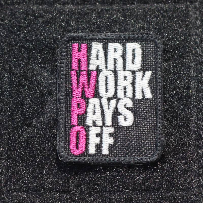 Patch Hard Work Pays Off (HWPO) pink - small