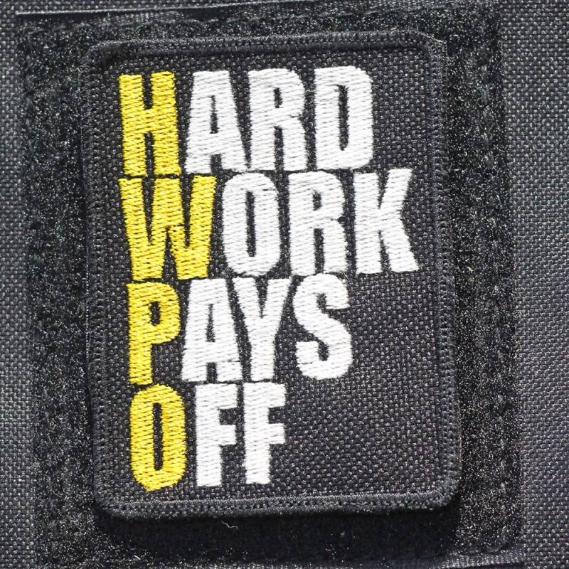 Velcro patch Hard work pays off HWPO yellow - medium