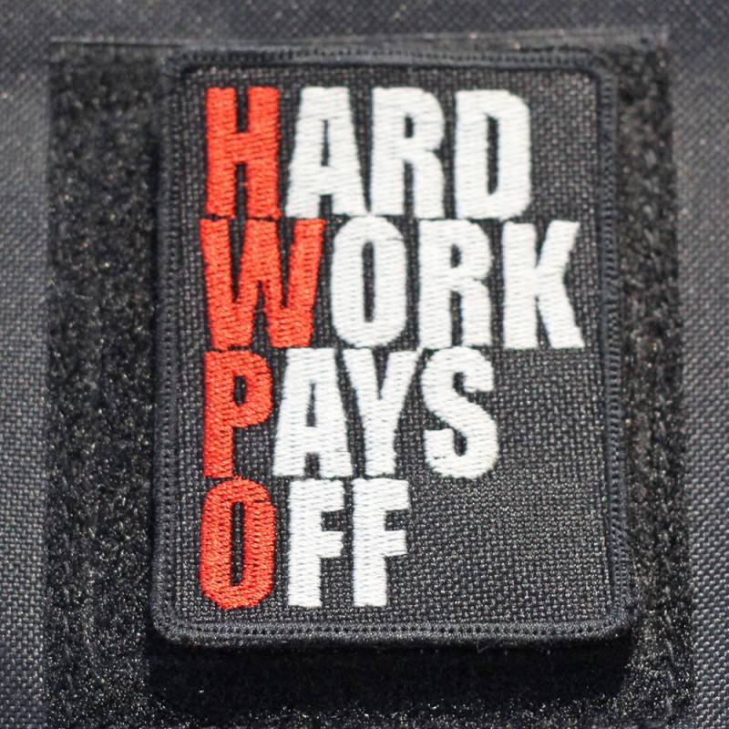 Velcro patch Hard work pays off HWPO red - medium
