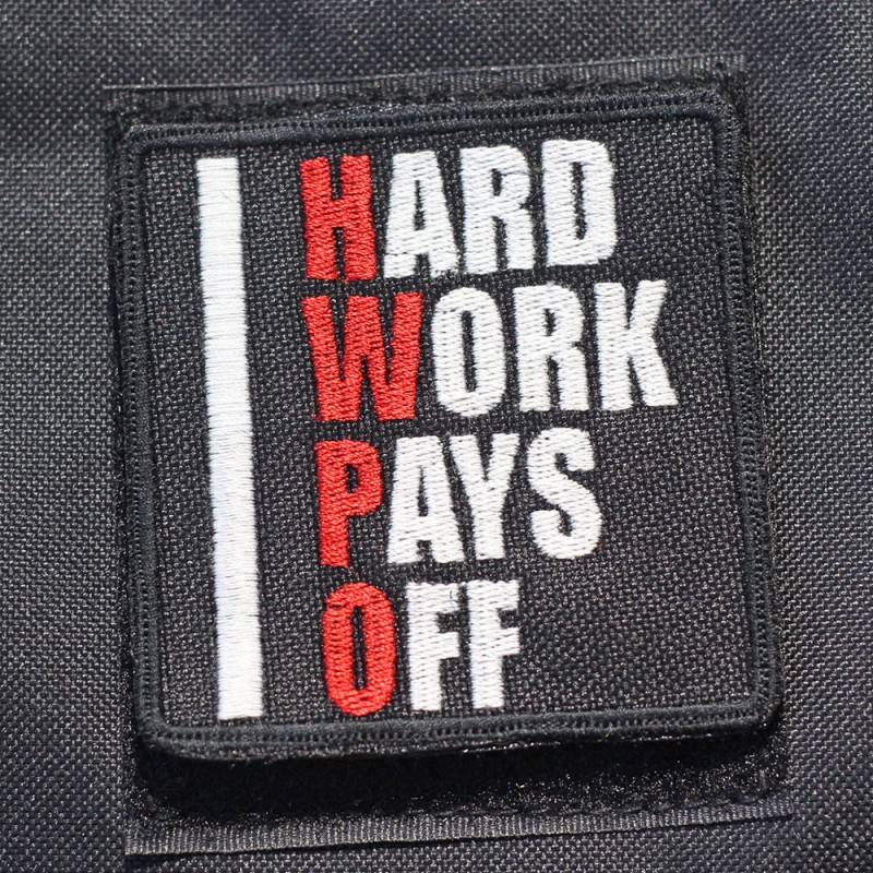 Velcro patch Hard work pays off HWPO red - big