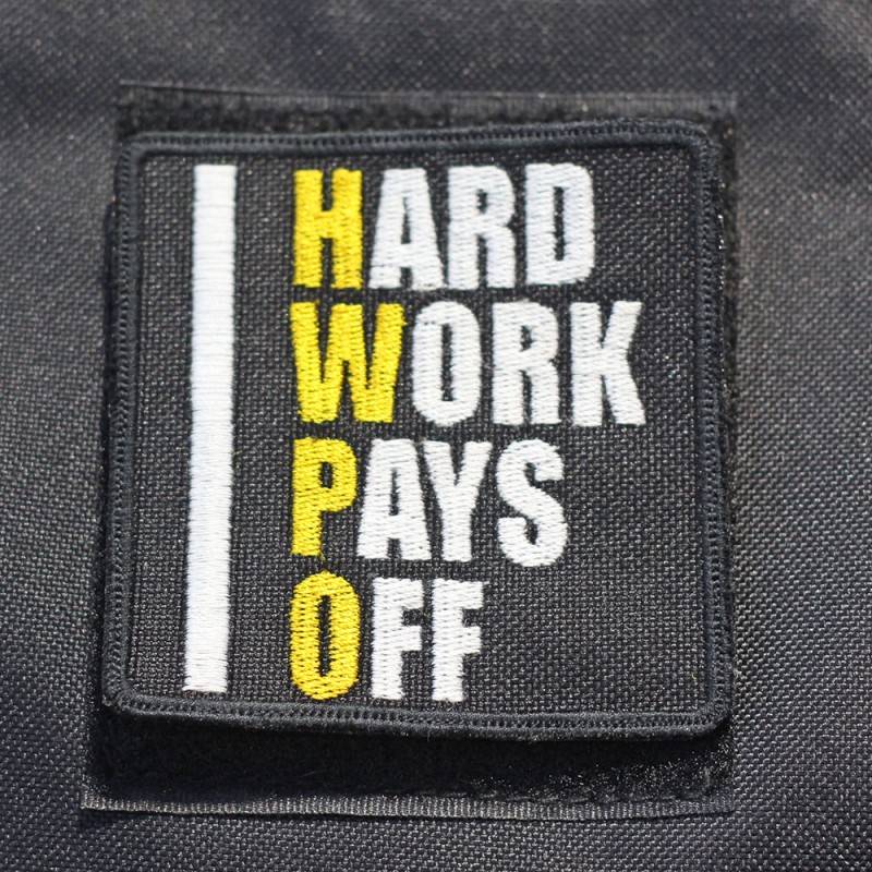 Applikation Hard work pays off HWPO gelb - groß 