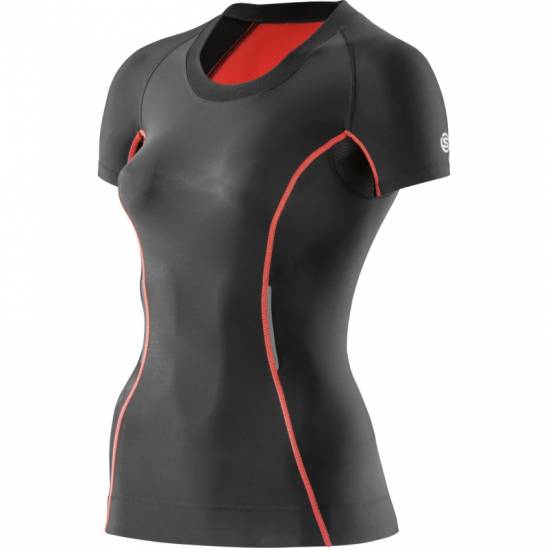 Skins kompresní tričko krátký rukáv Bio A200 Black/Vermilion
