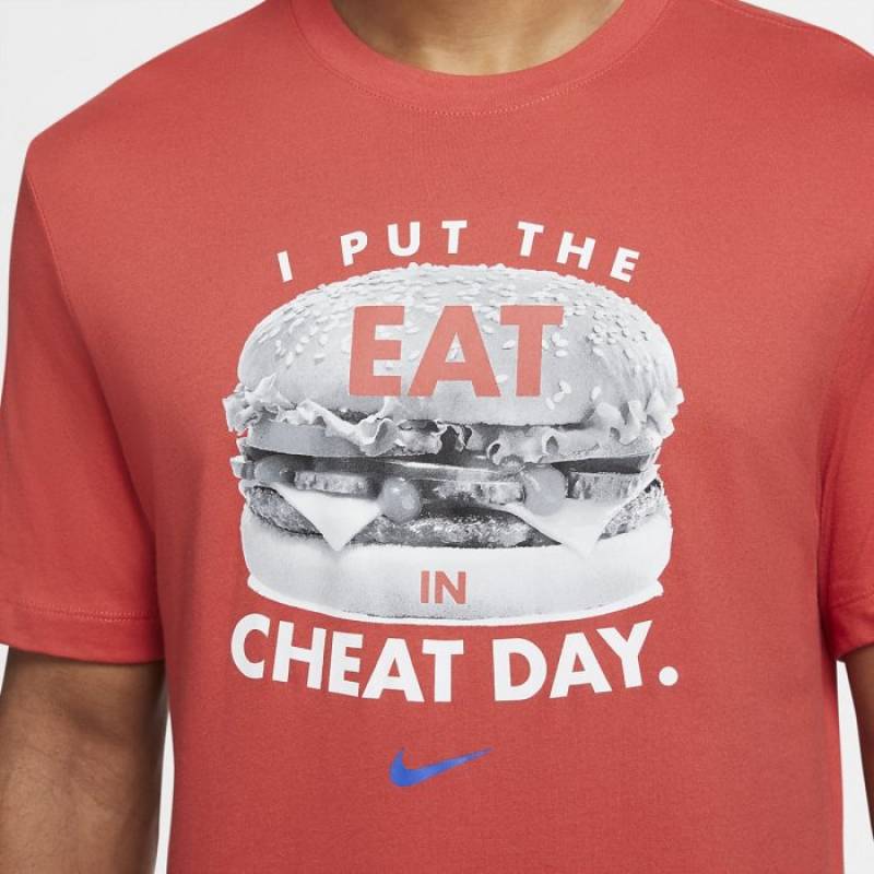 Man T-Shirt Nike Cheat day light red