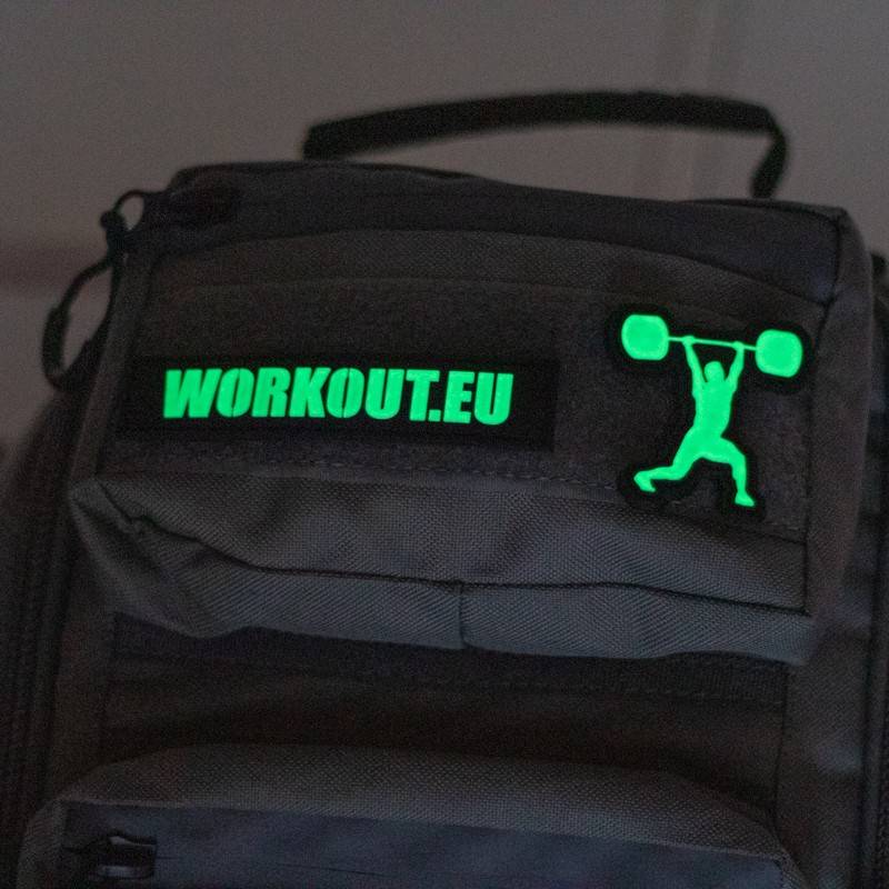 Nášivka se suchým zipem WORKOUT - fosforující weightlifter 5 x 5 cm