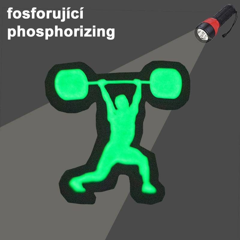 Nášivka se suchým zipem WORKOUT - fosforující weightlifter 5 x 5 cm