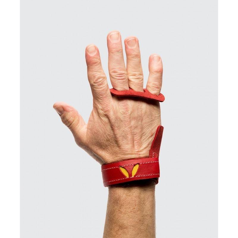 Man leather Grips 3-Finger Victory Grips - red
