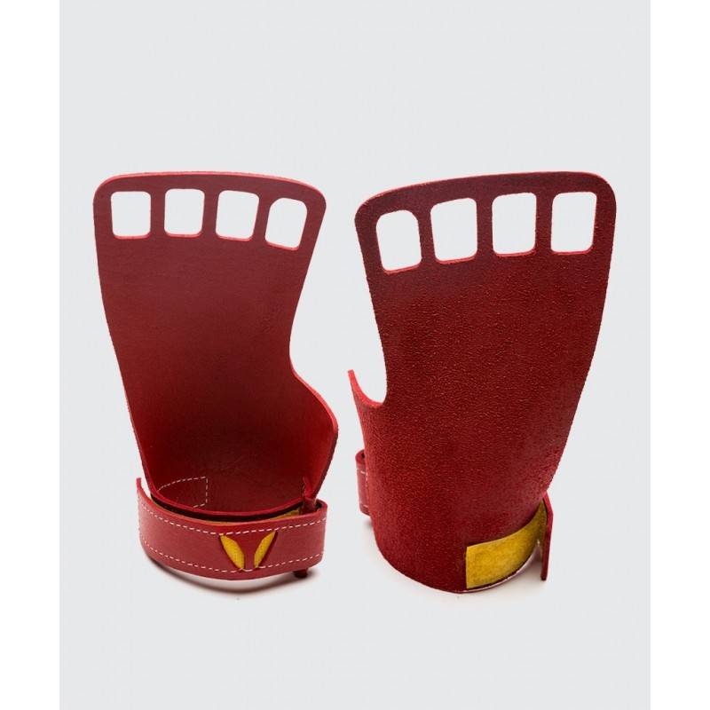Man leather Victory grips 4-Finger - red