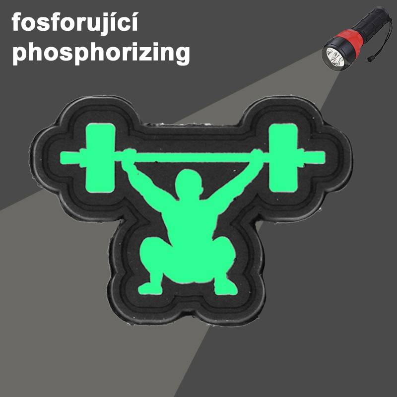 Nášivka se suchým zipem WORKOUT - Fosforující snatch 6 x 4 cm