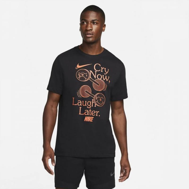 Man T-Shirt Nike Laugh later - black