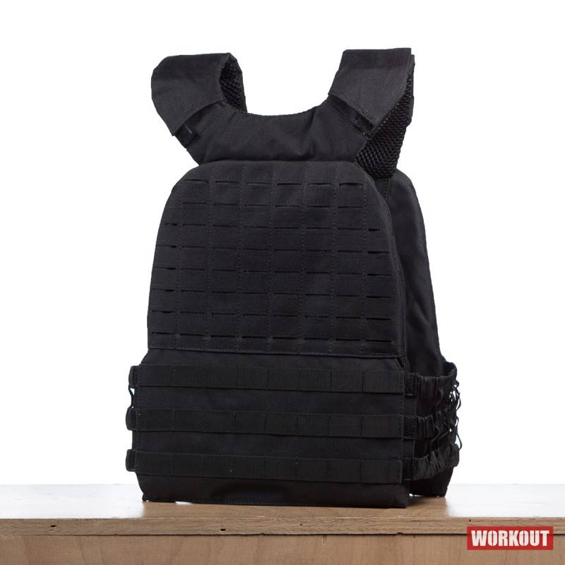 Tactical Plate Weight Vest 20 LB WORKOUT 4.0 - Black + Velcro patch (for WOD Murph)