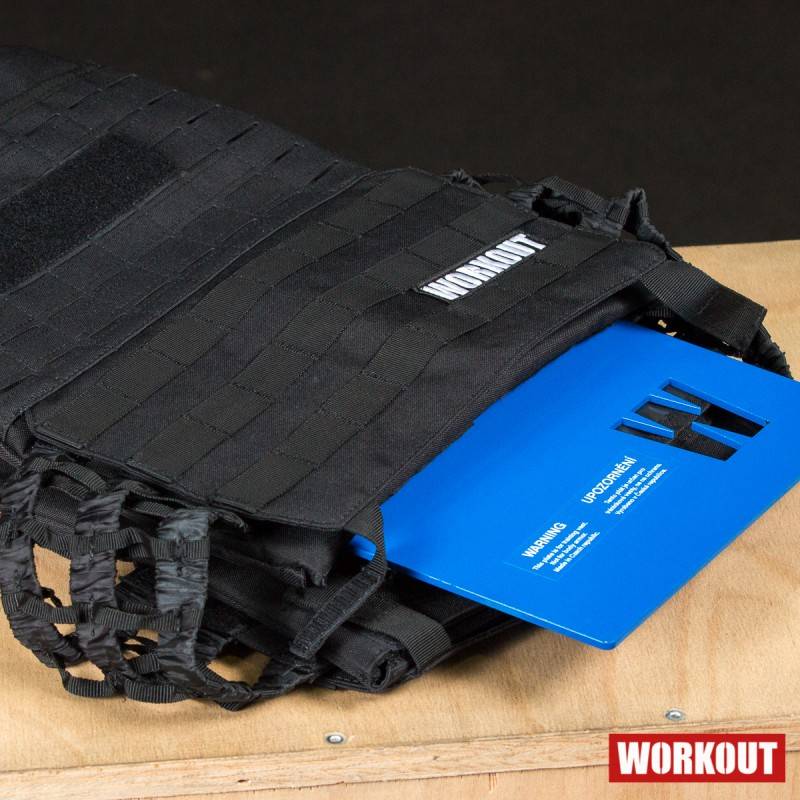 Zátěžová taktická plátová vesta 20 lb WORKOUT 4.0 - Black + nášivka (pro WOD Murph)