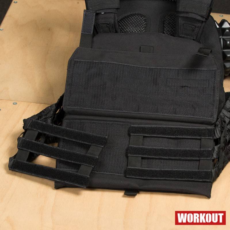 Tactical Plate Weight Vest 20 LB WORKOUT 4.0 - Black + Velcro patch (for WOD Murph)