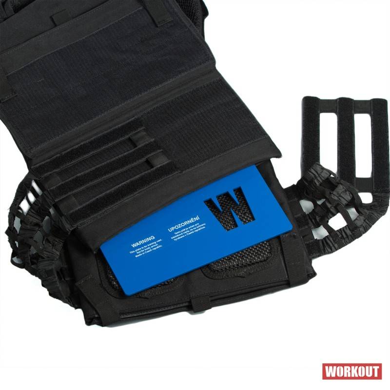 Tactical Plate Weight Vest 14 LB WORKOUT 4.0 - Black + Velcro patch (for WOD Murph)