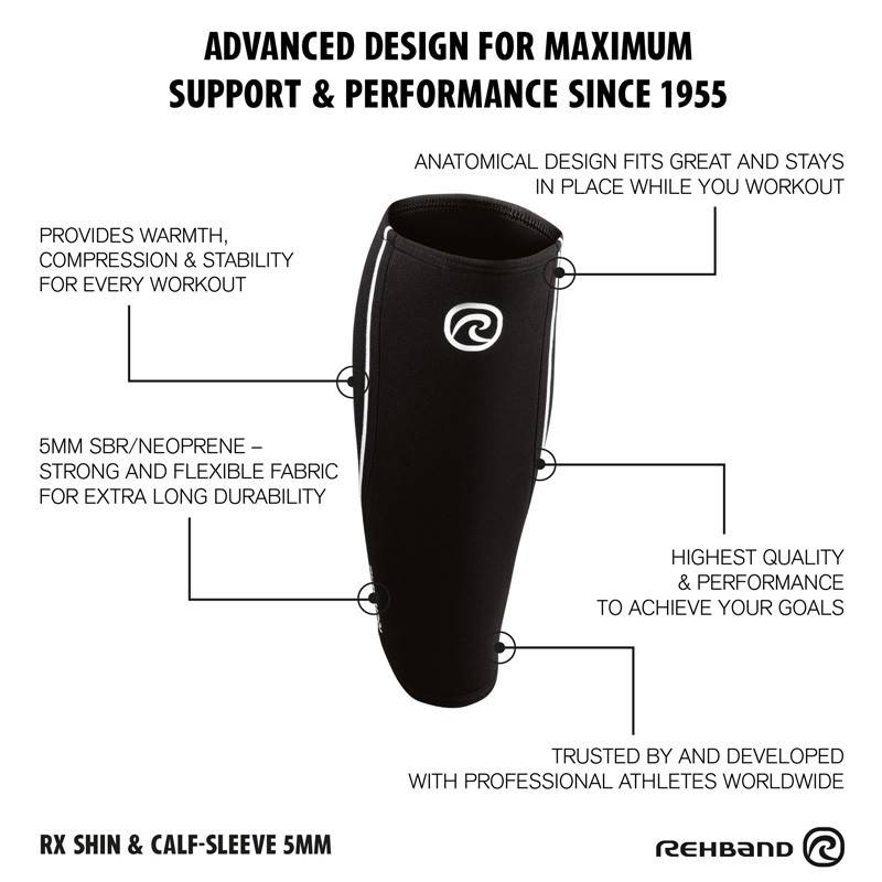 An advantageous set of RX bandage SHIN/CALF SLEEVE 5 mm - black (2 Stücke)