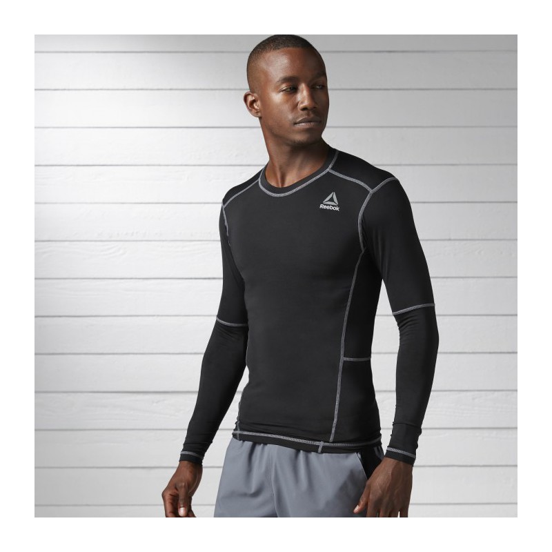 Man T-Shirt WOR COMPR LO SLEEVE SOLID BK4180