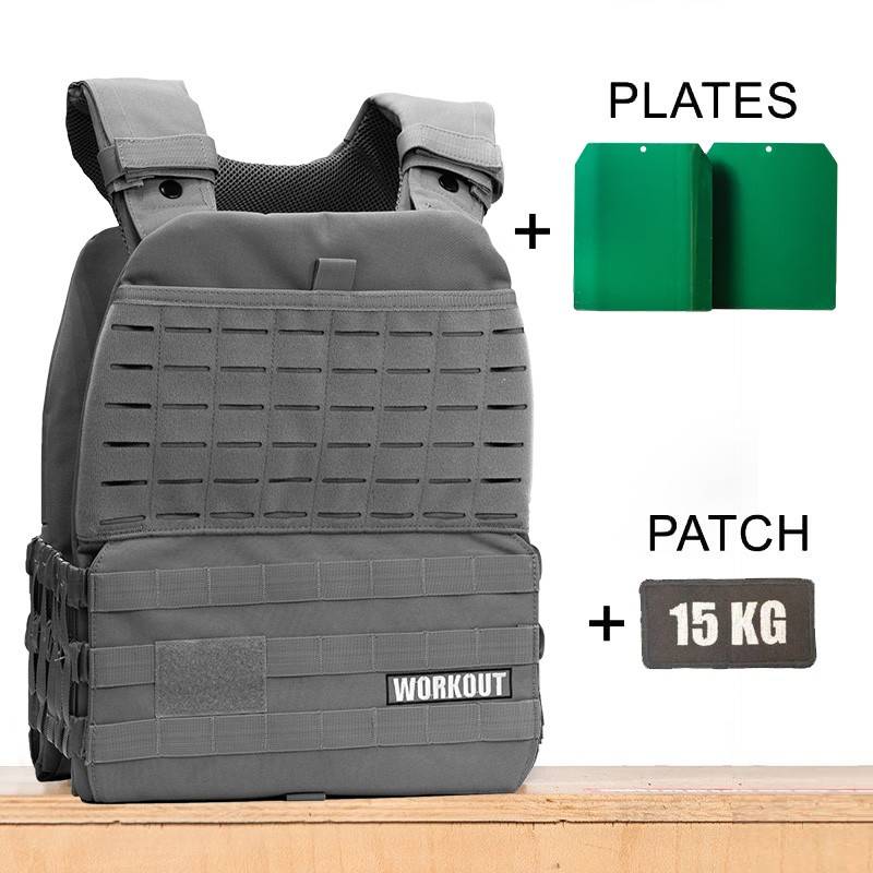Tactical Plate Weighted Vest 15 kg WORKOUT - Grey