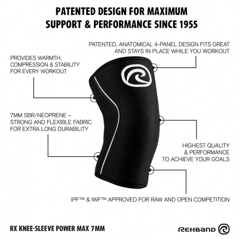 Long knee sleeve Rehband RX 7 mm POWER MAX 30 cm - carbon/black