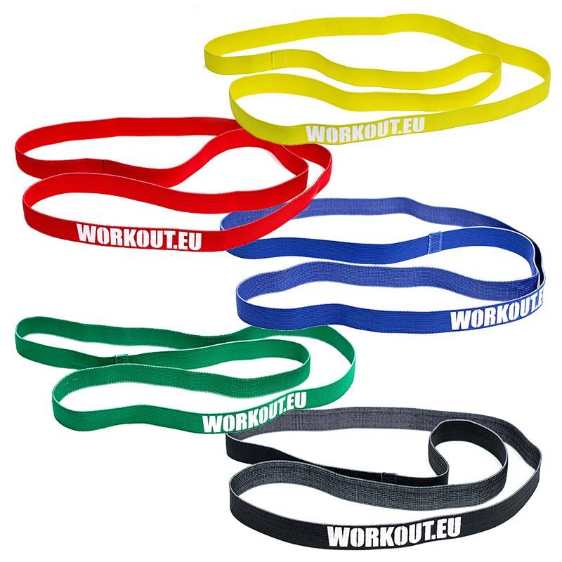 An advantageous set of long textile resistance rubber bands