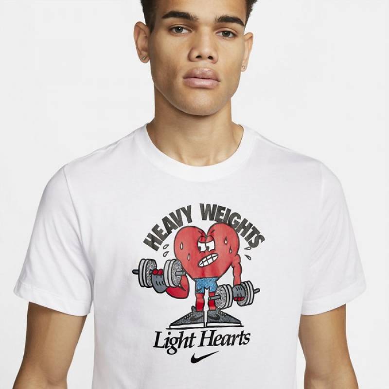 Man T-Shirt Heavy weights Light Hearts - white