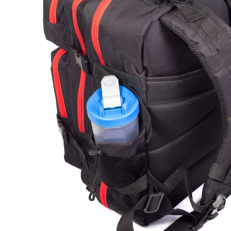 Fitness batoh WORKOUT Pro - 40 l - černý s červenými zipy