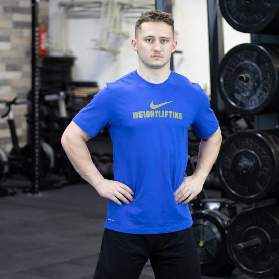 Nike tričko Weightlifting - Blue/Gold