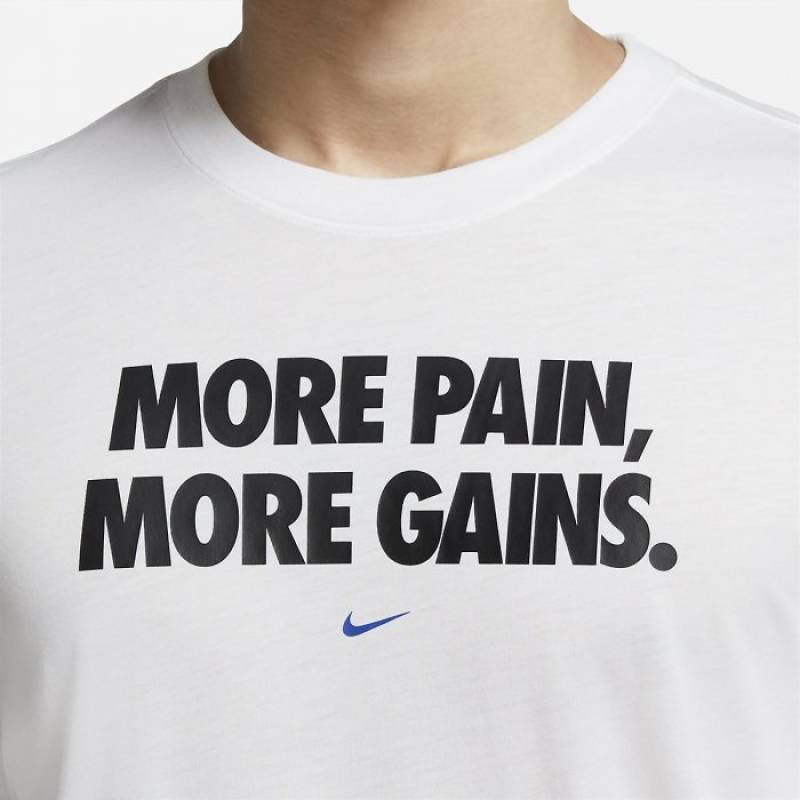 Man T-Shirt Nike More Pain More Gain - White