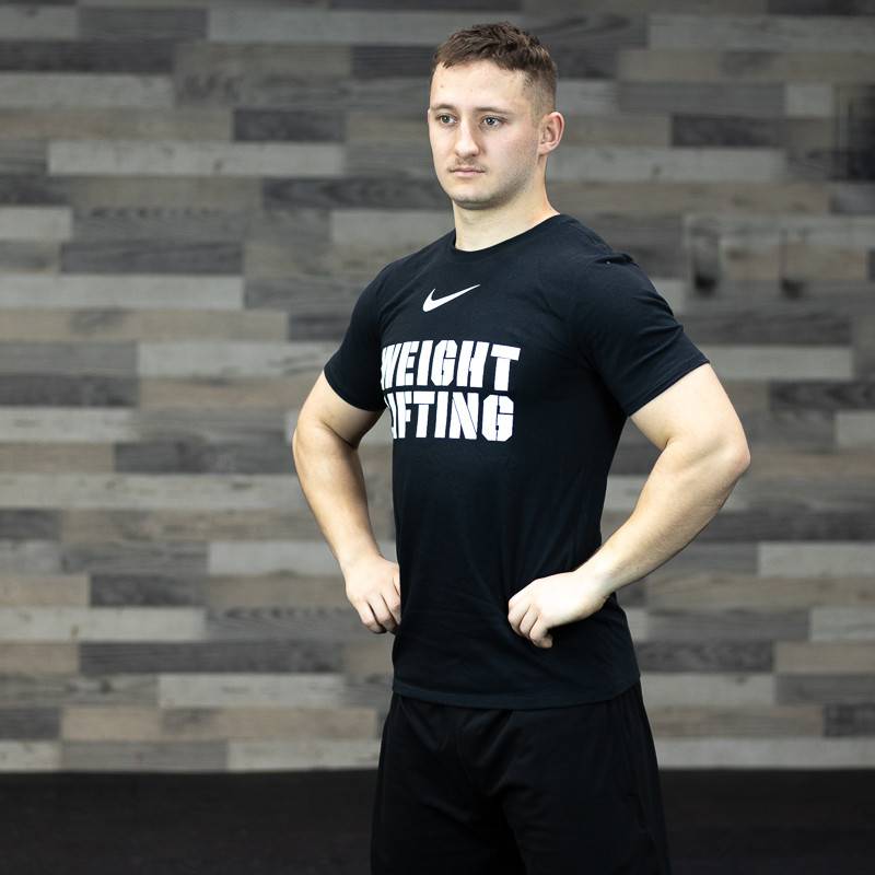 Man T-Shirt Nike Weightlifting Big Swoosh - white/black