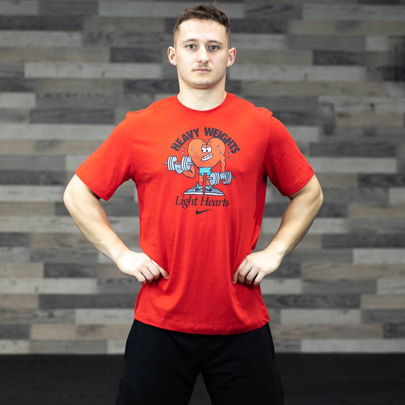 Pánské tričko Heavy weights Light Hearts - červené