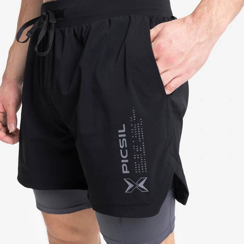 Man Shorts Picsil Premium 2 v 1 compression + Shorts - schwarz