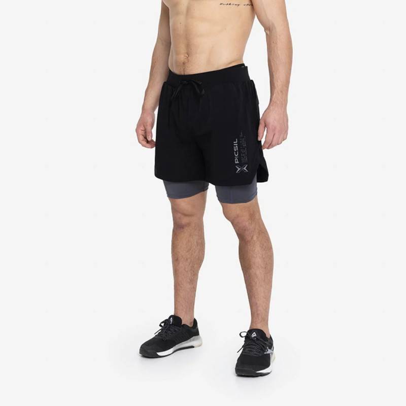 Man Shorts Picsil Premium 2 v 1 compression + Shorts - schwarz