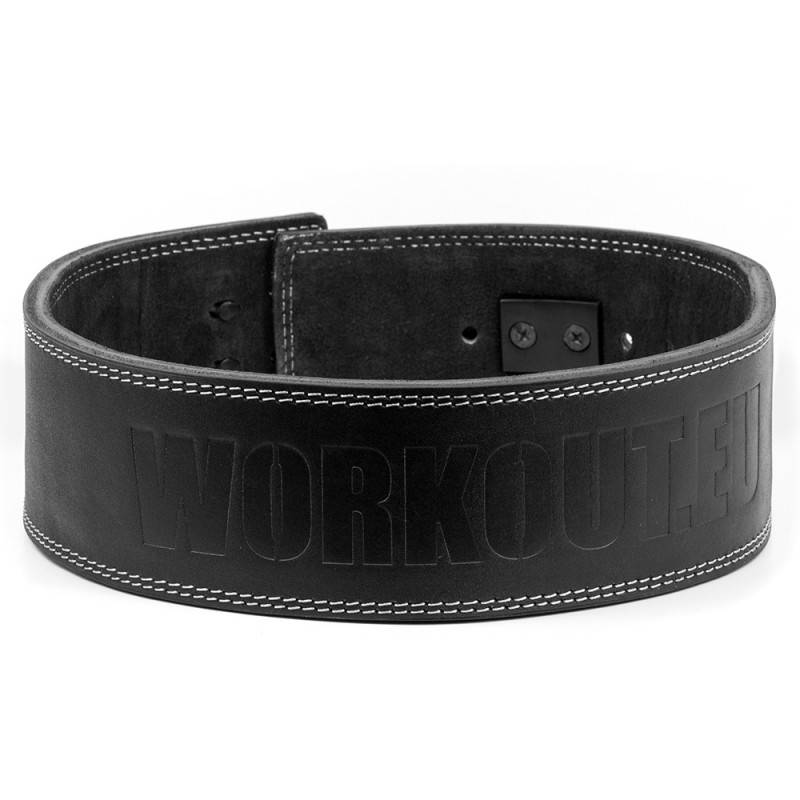 Leather belt with buckle 10 cm WORKOUT - black