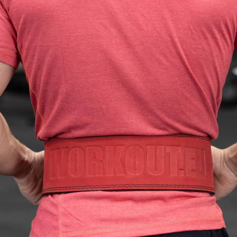 Powerlifting Leather 10 cm Lever Belt  - red