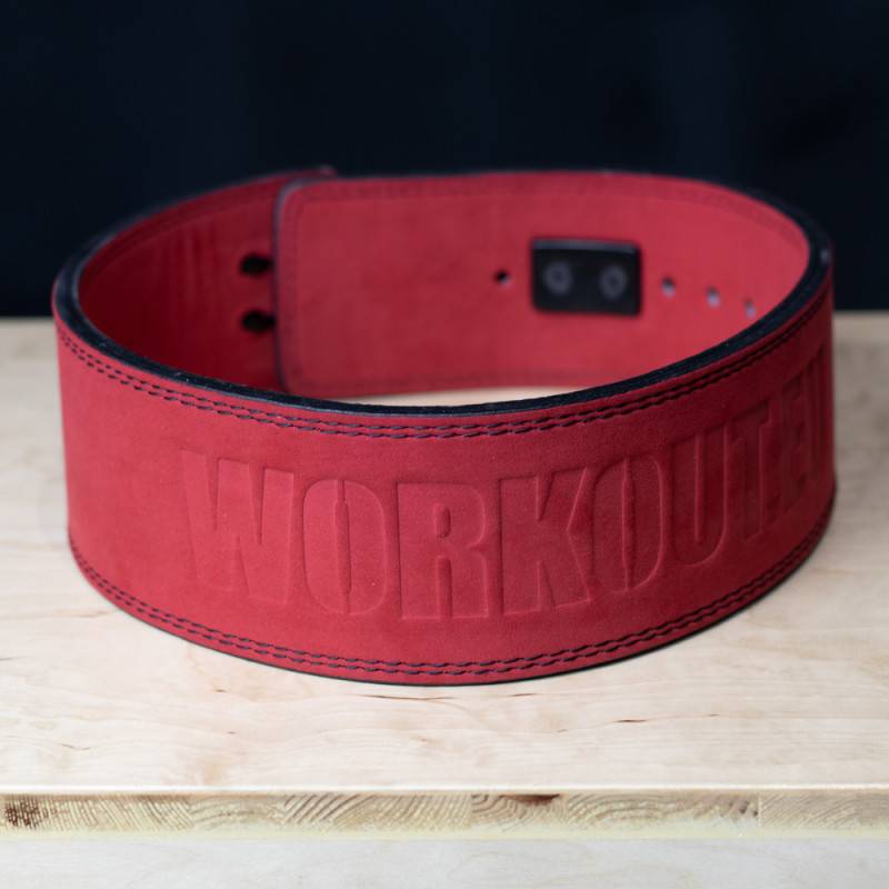 Powerlifting Leather 10 cm Lever Belt  - red