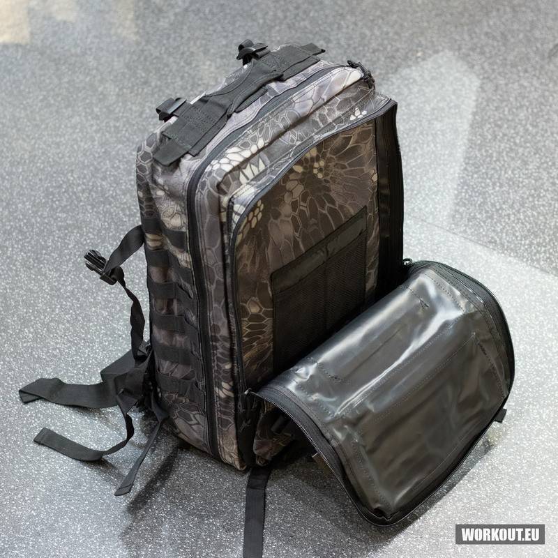 Fitness backpack WORKOUT - dark leaves reflective patch WORKOUT.EU