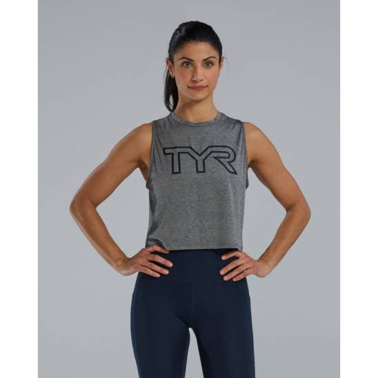 TYR crop top ClimaDry - šedé