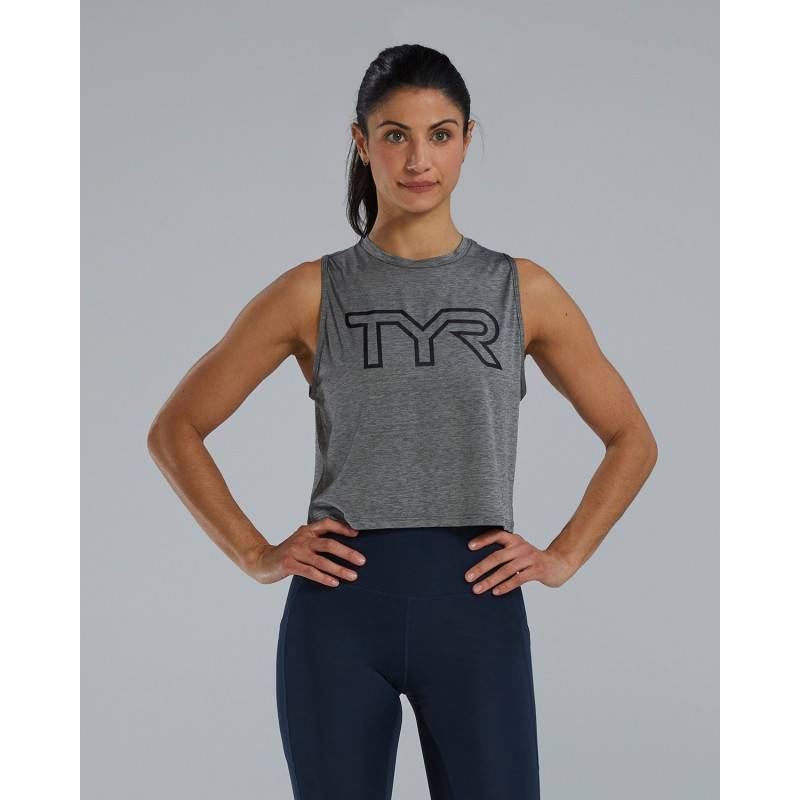 Dámský crop top TYR ClimaDry - šedé