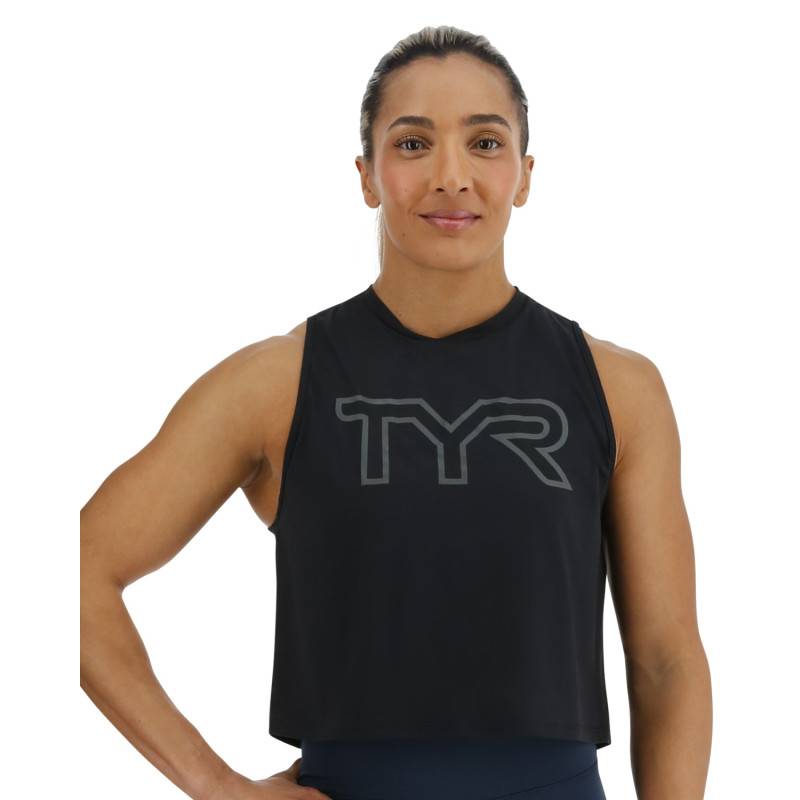 Damen crop top TYR ClimaDry - schwarz