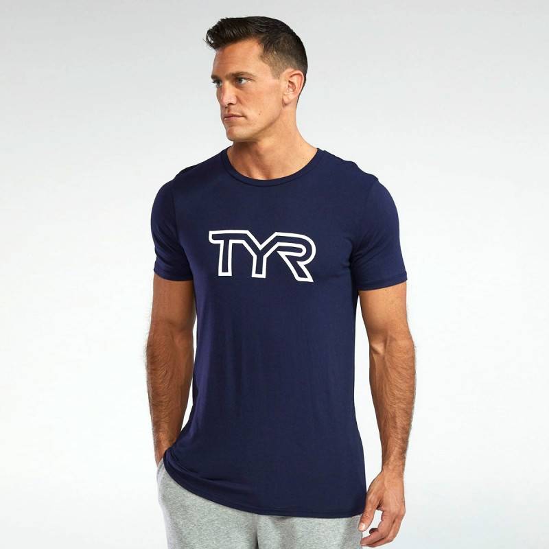 Pánské tričko TYR Ultrasoft Lightweight Tri Blend Tech Tee - blue