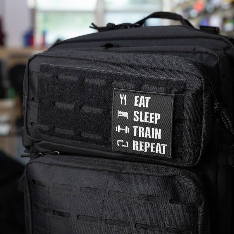 Nášivka Eat Sleep Train Repeat - 8 x 8 cm