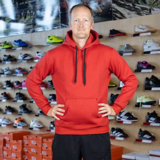 Workout mikina eco fleece - červená bez potisku