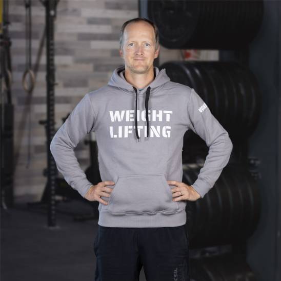 Man hoodie Weightlifting eco fleece grey