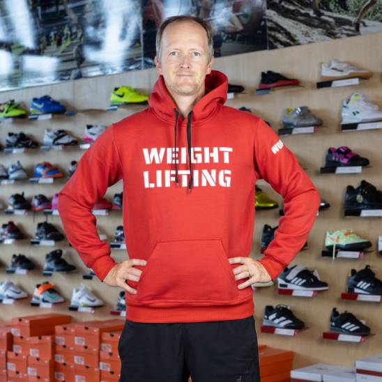 Workout mikina Weightlifting eco fleece - červená